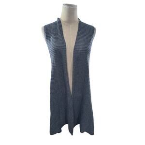 "EILEEN FISHER" Open Front Sleeveless Cardigan Vest 100% Wool Sweater Shawl Warm